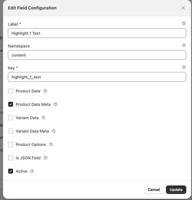 Simple field configuration example