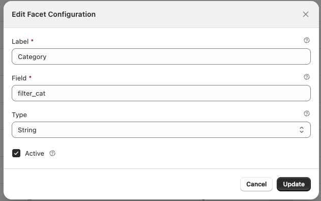 Category facet example