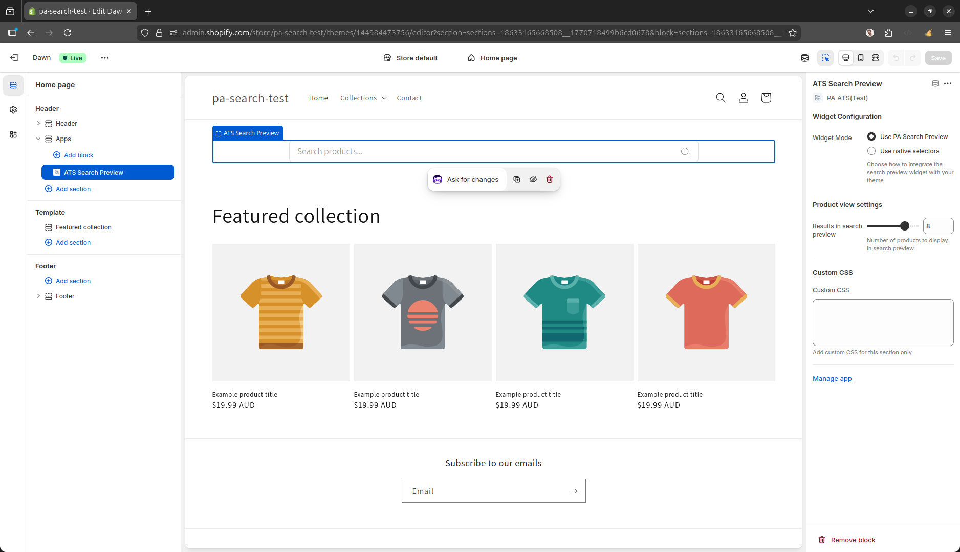 Add ATS Search Preview block